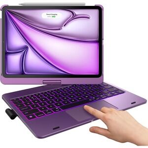 iPad Pro/Air 11" Keyboard Case w/ Trackpad, Backlit, 360° Rotating Cover Violet